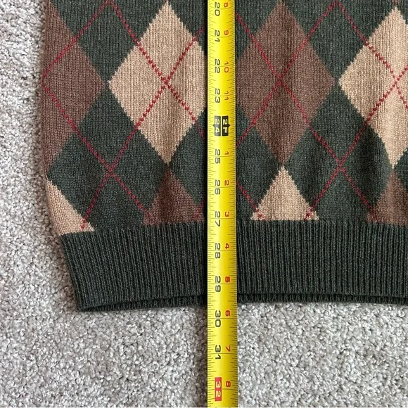 Brooks Brothers Men's Extra Fine Italian Lambswool Argyle V Neck Sweater XL - Picture 3 of 9